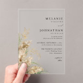 Beachy Boho Pampas Grass Wedding 2 Acryleinladungen (Insitu (Handheld))