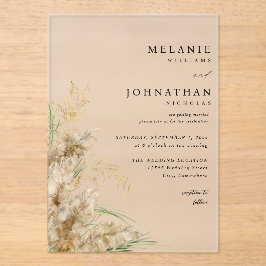 Beachy Boho Pampas Grass Wedding 2 Acryleinladungen