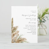 Beachy Boho Pampas Grass Wedding Programm (Stehend Vorderseite)