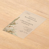 Beachy Boho Pampas Grass Wedding V2 Acryleinladungen (Ablage )