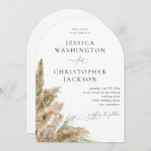 Beachy Boho Pampas Grass Wedding V2 Arch Einladung (Vorne/Hinten)