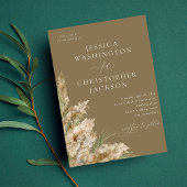 Beachy Boho Pampas Grass Wedding V2 - Taupe Einladung
