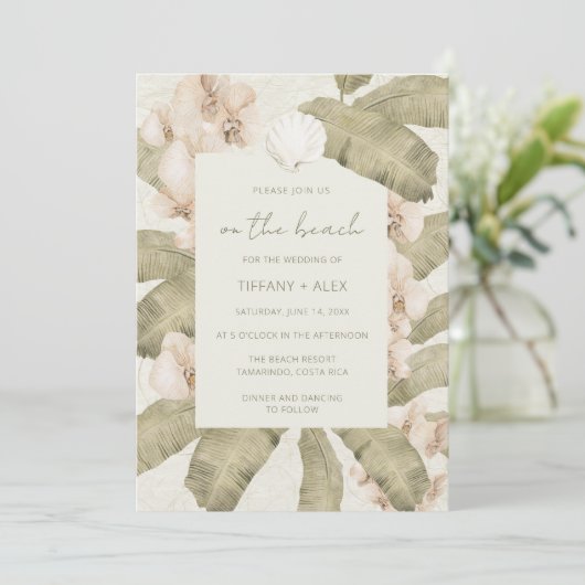 Beachy Boho Wedding Einladung (Stehend Vorderseite)