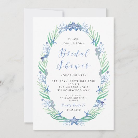 Beachy Bridal Dusche Einladung (Vorderseite)