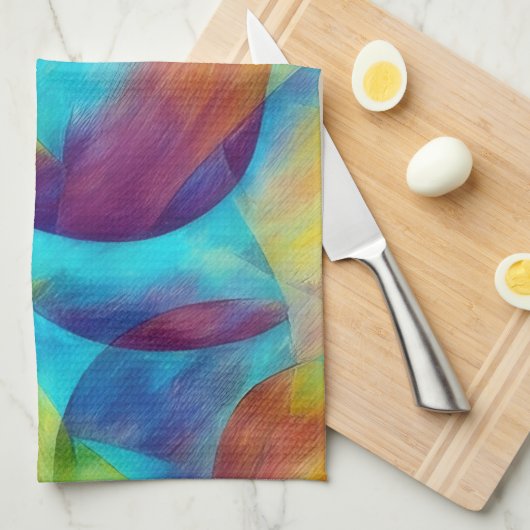 Beachy Bubbles Artsy Abstract Kitchen Towel Geschirrtuch (Viertel Falte)