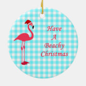 Beachy Flamingo Weihnachtsfeier Keramik Ornament (Hinten)