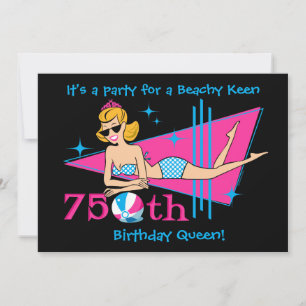 Beachy Keen 75. Geburtstag individuelle Einladunge Einladung