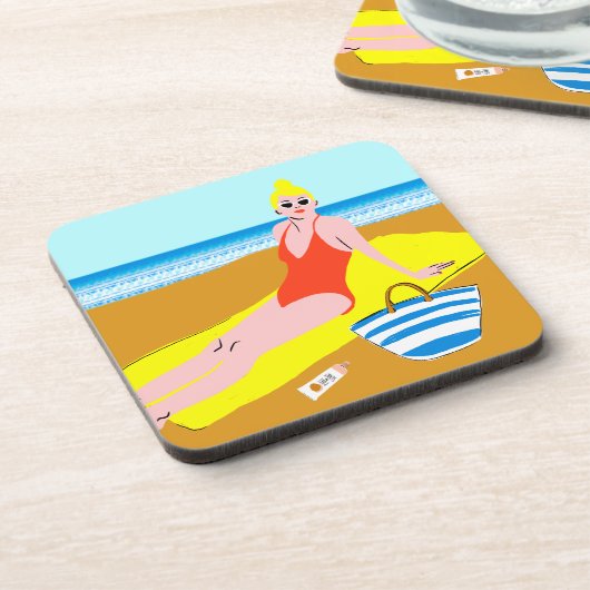 Beachy Keen - Gelb Getränkeuntersetzer (Linke Seite)