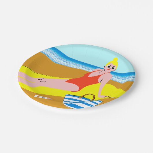 Beachy Keen - gelb Pappteller (Schrägansicht)