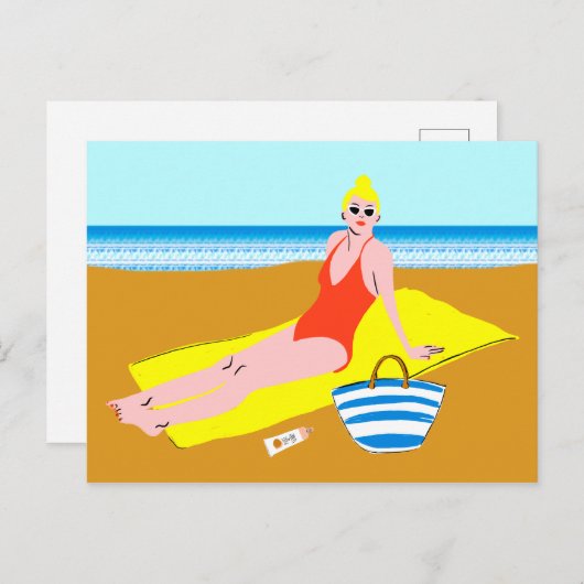 Beachy Keen - Gelb Postkarte (Vorne/Hinten)