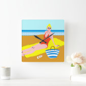 Beachy Keen - Gelb Quadratische Wanduhr (Zuhause)