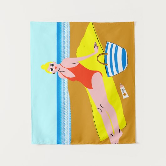 Beachy Keen - Gelb Wandteppich (Vorderseite)