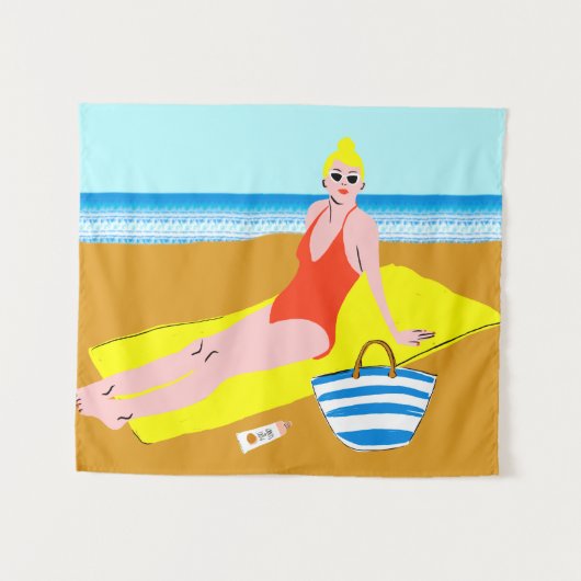 Beachy Keen - Gelb Wandteppich (Vorderseite (Horizontal))