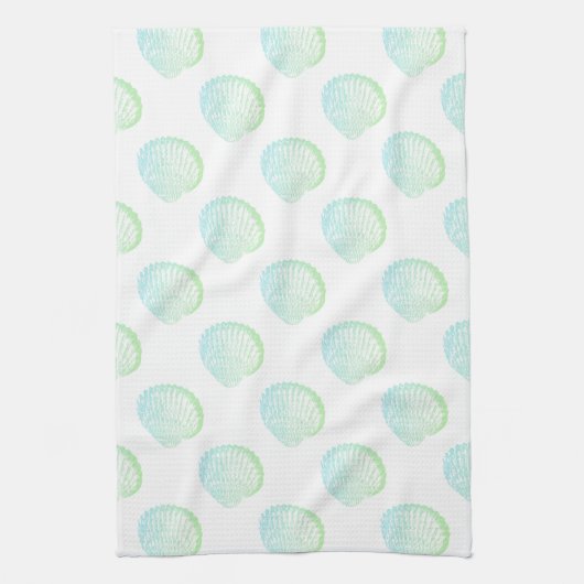 Beachy KüstenSeafoam grüne Seashells Küchentuch (Vertikal)