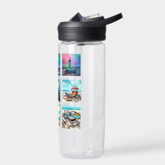 Beachy Lighthouses and Boats Trinkflasche (Links)