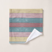 Beachy Nautic Rustic Wood mutierte farbige Streife Badhandtuch Set (Waschlappen)