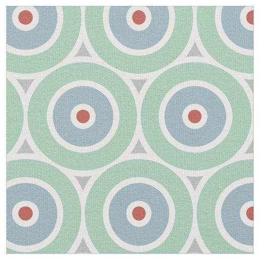 Beachy Nautical Circles in Red, Aqua, Grau Stoff (Nahaufnahme)