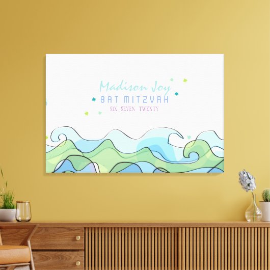 BEACHY OCEAN Bat Mitzvah Sign in Memory Board Leinwanddruck (Insitu (Wohnzimmer))