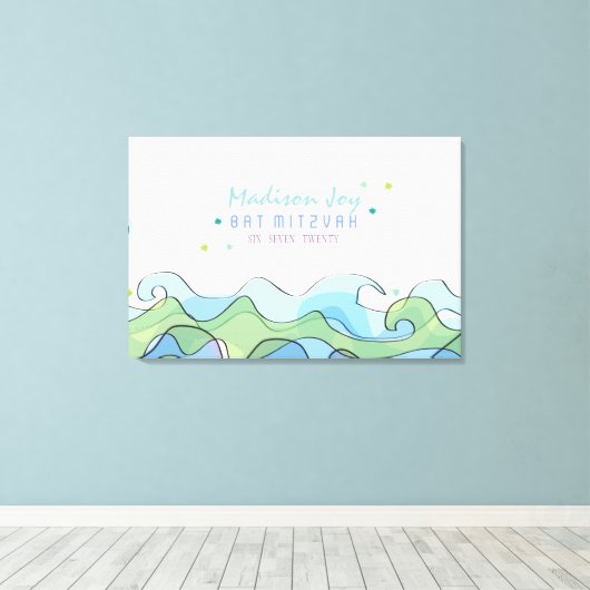 BEACHY OCEAN Bat Mitzvah Sign in Memory Board Leinwanddruck (Insitu (Holzboden))