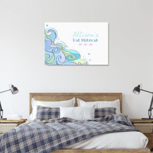 BEACHY OCEAN Bat Mitzvah Sign in Memory Board Leinwanddruck (Insitu (Schlafzimmer))
