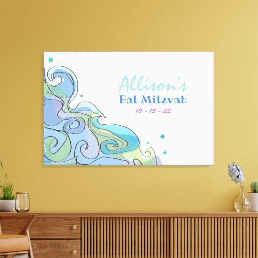 BEACHY OCEAN Bat Mitzvah Sign in Memory Board Leinwanddruck (Insitu (Wohnzimmer))