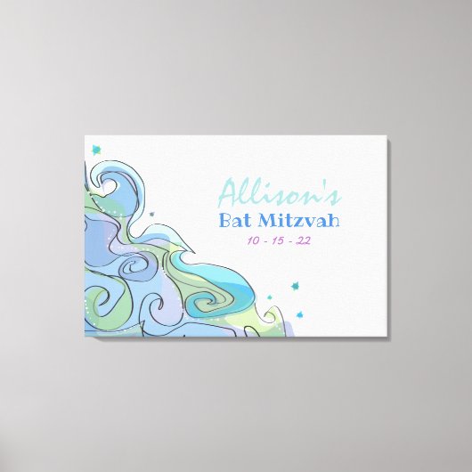 BEACHY OCEAN Bat Mitzvah Sign in Memory Board Leinwanddruck (Vorderseite)