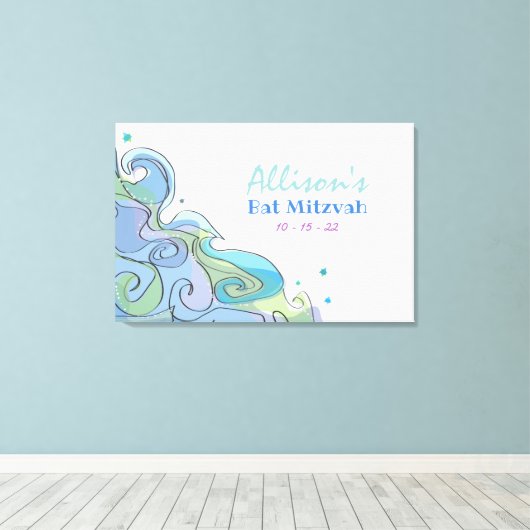 BEACHY OCEAN Bat Mitzvah Sign in Memory Board Leinwanddruck (Insitu (Holzboden))