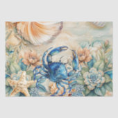 Beachy Pastel  Blue Crab & Shells Decoupage  Seidenpapier (Vorderseite)