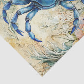 Beachy Pastel  Blue Crab & Shells Decoupage  Seidenpapier (Detail)