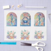 Beachy Pastel Floral Mermaid & Shells Decoupage Seidenpapier (Handwerk)