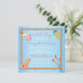 Beachy Poolside Bridal Dusche Einladung (Stehend Vorderseite)