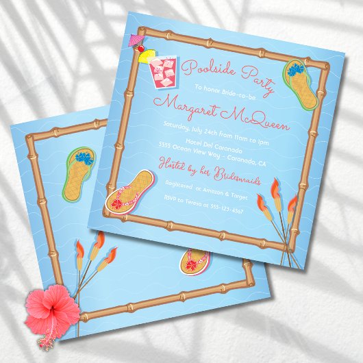 Beachy Poolside Bridal Dusche Einladung