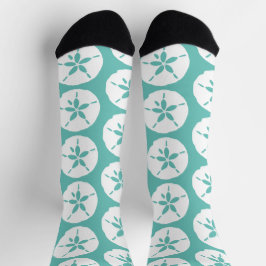 Beachy Sand Dollar Seashells Blue Beach Wedding Socken