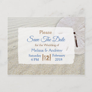 Beachy Sand Dollar Themed Wedding Save the Date Ankündigungspostkarte