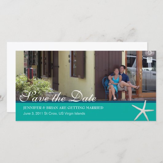 Beachy Save the Date Fotokarte (Vorne/Hinten)