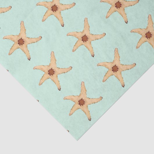Beachy Starfish auf Aqua bringt Seidenpapier (Ausschnitt)