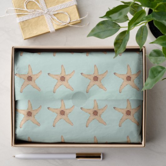 Beachy Starfish auf Aqua bringt Seidenpapier (Geschenk)