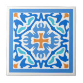 Beachy Summer Blue Spanish mit Orange Accent Fliese (Vorderseite)