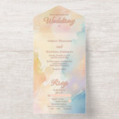 Beachy Sunset Gradient Rose Gold Foil Wedding All-in-One-Einladung (Innenseite)