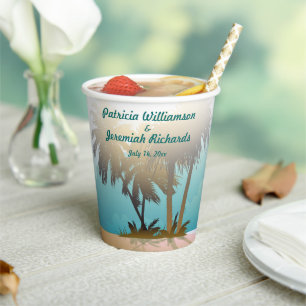 Beachy Themed Wedding Pappbecher