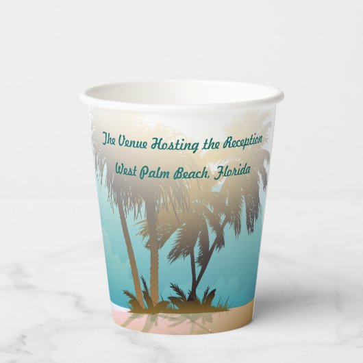 Beachy Themed Wedding Pappbecher (Rückseite)
