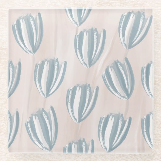 Beachy Tulips Floral Glasuntersetzer (Vorderseite)