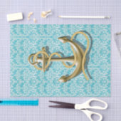 beachy Türkisdamast-Goldnautischanker Seidenpapier (Handwerk)