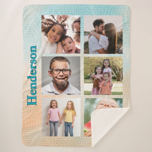 Beachy Vibes Custom Photo and Family Name Sherpadecke (Vorderseite)