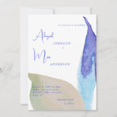 Beachy Vibes Künstlerisch Blue & Tan Wedding Einla Einladung (Vorderseite)