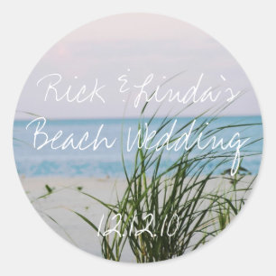 Beachy Wedding Runder Aufkleber