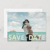 Beachy Wedding Save the Date Foto QR Code Postkarte (Vorne/Hinten)