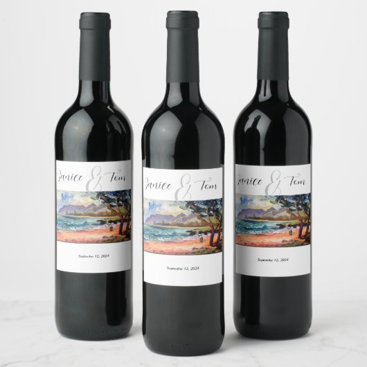 Beachy Wedding Wine Label Weinetikett (Flaschen)