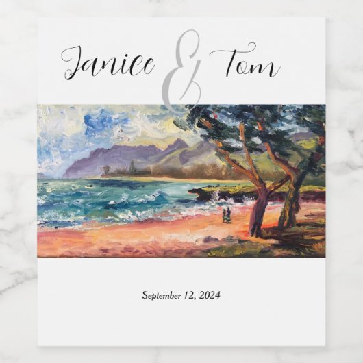 Beachy Wedding Wine Label Weinetikett (Einzelnes Label)