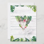 Beachy Wood Boho Skull Tropical Floral Blätter Einladung (Rückseite)